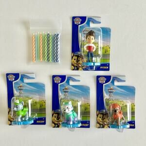 Paw Patrol Cake Topper Set – 4 Figures & 12 Matching Candles NEW SEALED